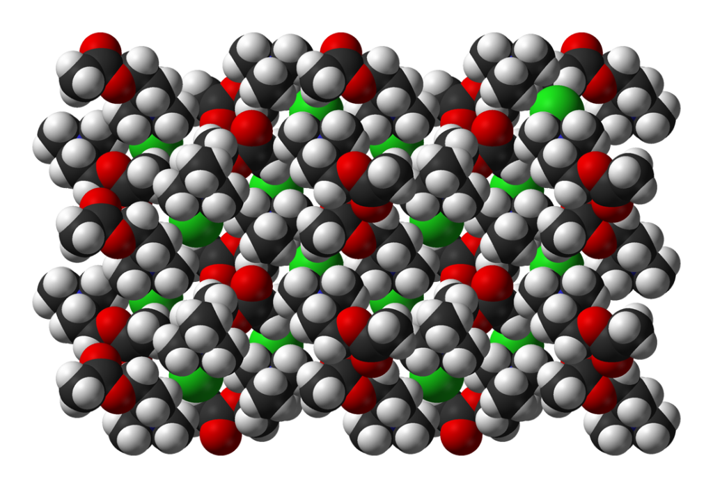 Modelo 3D de la estructura molecular de la acetilcolina